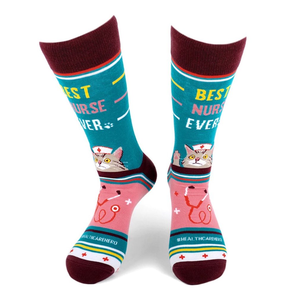Health Care Heroes-Best Nurse- Novelty Socks L/XL - Picture 2 of 9